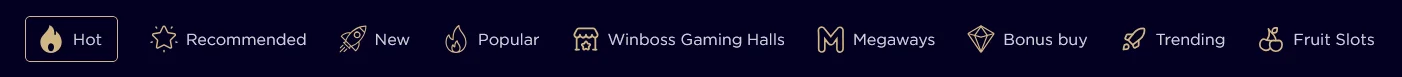 Додаткові розділи на веб-ресурсі Win Boss з окремими категоріями та ігровими можливостями